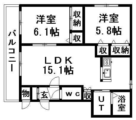 大光八番館　401号室賃貸物件_間取図