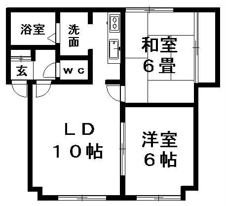 ヴェルディ北野B　102号室賃貸物件_間取図