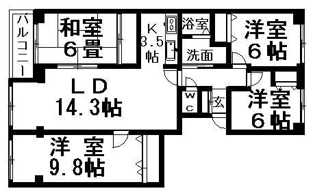 サーム広島インターＡ　905号室賃貸物件_間取図
